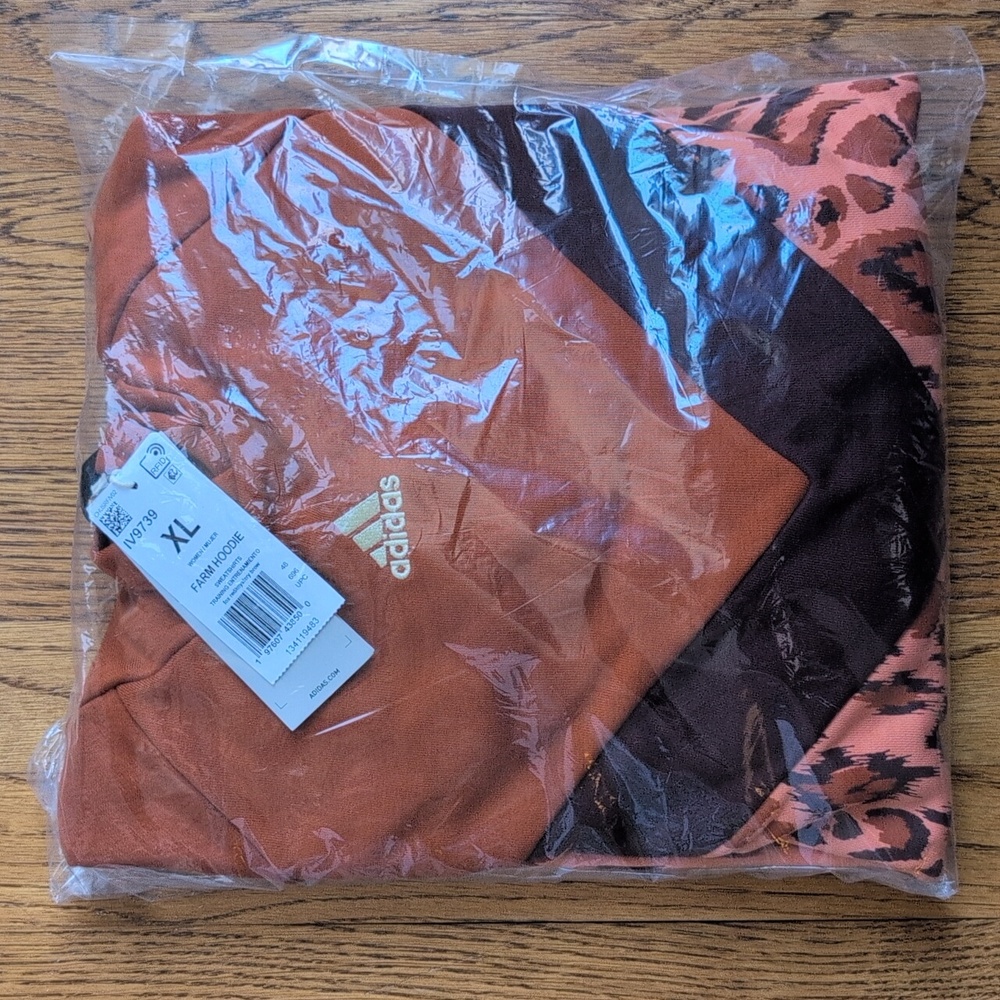 NWT FARM Rio Hoodie Adidas Collaboration Sweatshirt Animal Print Womens Size XL - Picture 2 of 7